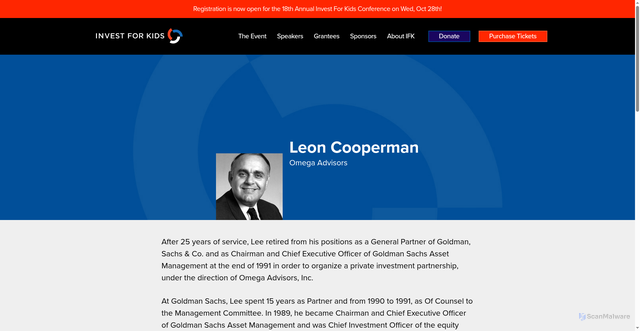 Security scan screenshot of https://investforkidschicago.org/speakers/leon-cooperman/