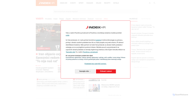 Security scan screenshot of https://www.index.hr