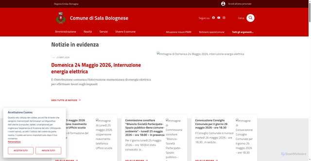 Security scan screenshot of https://www.comune.sala-bolognese.bo.it/