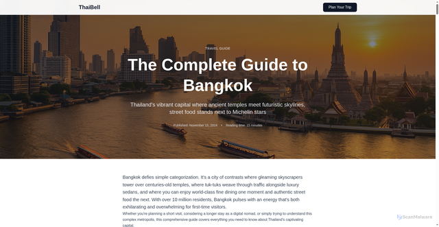 Security scan screenshot of https://www.thaibell.com/destinations/bangkok
