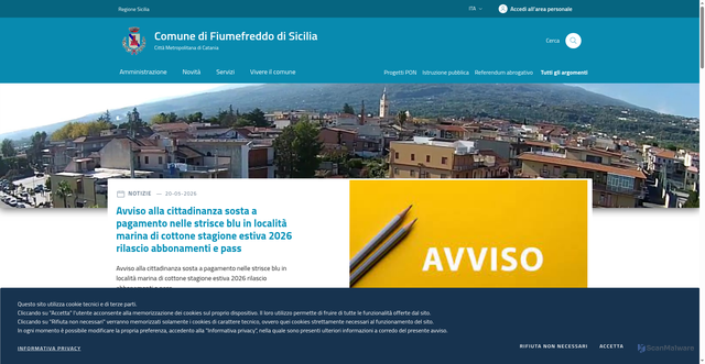 Security scan screenshot of https://www.comune.fiumefreddo-di-sicilia.ct.it