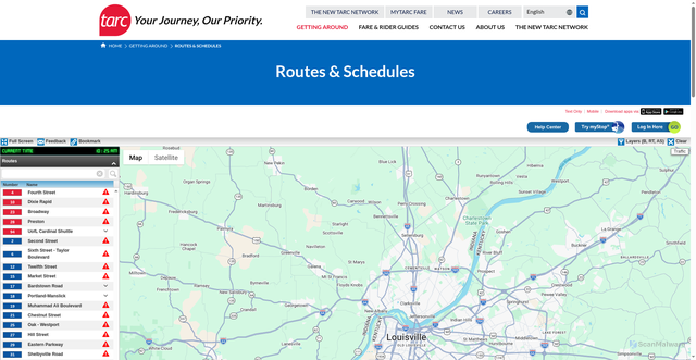 Security scan screenshot of https://www.ridetarc.org/getting-around/routes/