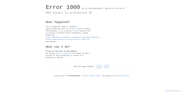 Security scan screenshot of https://www.sunraypd.gov/