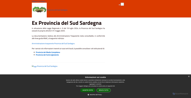 Security scan screenshot of https://www.provincia.sudsardegna.it/
