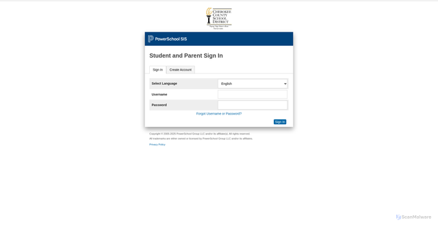Security scan screenshot of https://cherokee1.powerschool.com