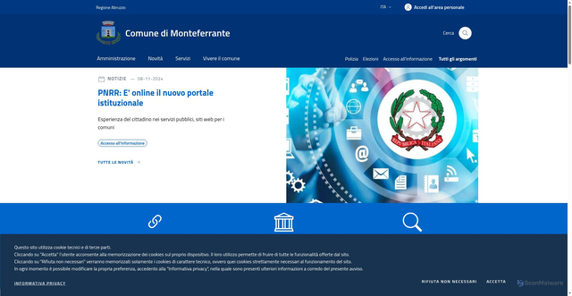Security scan screenshot of https://www.comune.monteferrante.ch.it