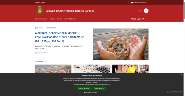 Security scan screenshot of https://www.comune.castelvecchio.sv.it