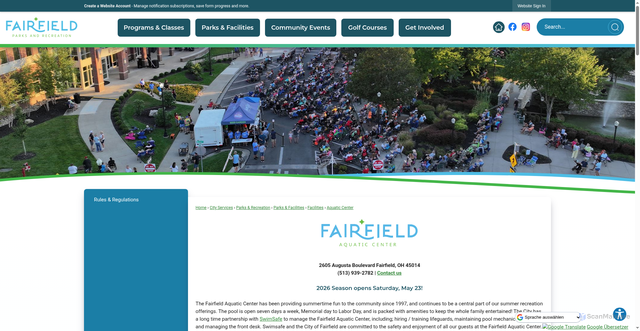 Security scan screenshot of https://www.fairfield-city.org/496/Aquatic-Center