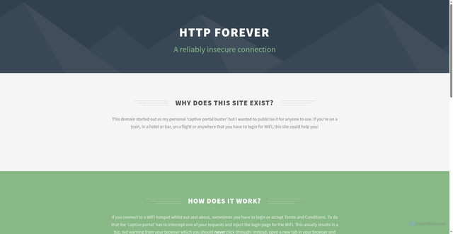 Security scan screenshot of https://httpforever.com