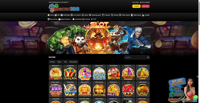 Security scan screenshot of https://ndxbansos188.com/desktop/game/slot/rich88