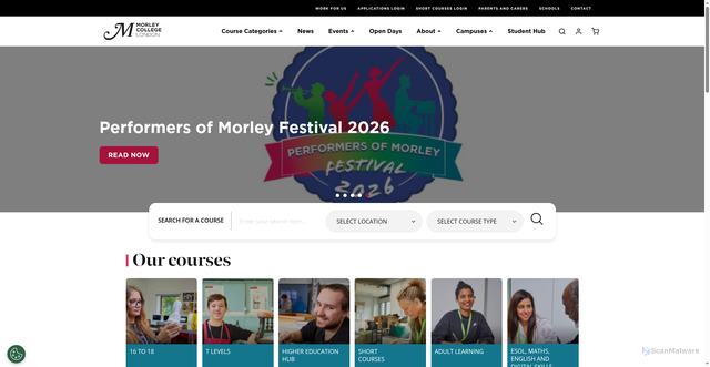 Security scan screenshot of https://morleycollege.ac.uk/
