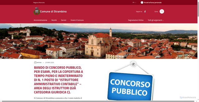 Security scan screenshot of https://www.comune.strambino.to.it