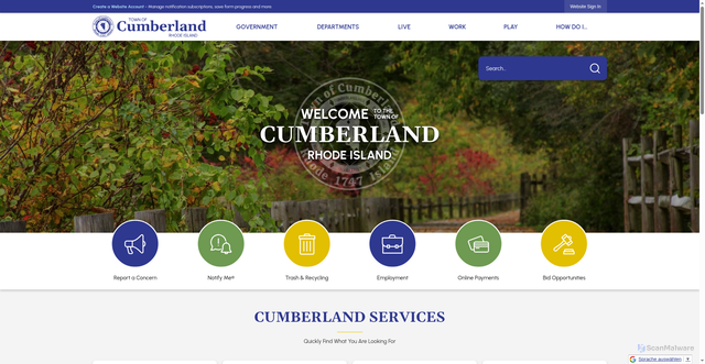 Security scan screenshot of https://cumberlandri.gov/