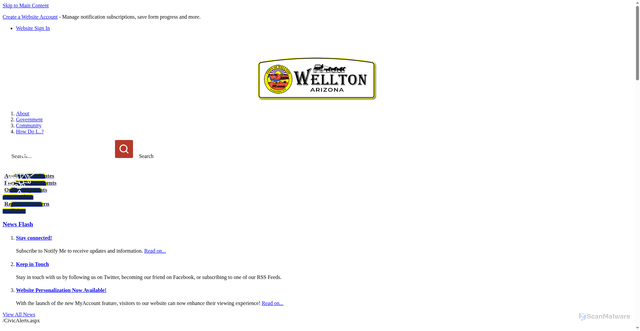 Security scan screenshot of http://www.welltonaz.gov/