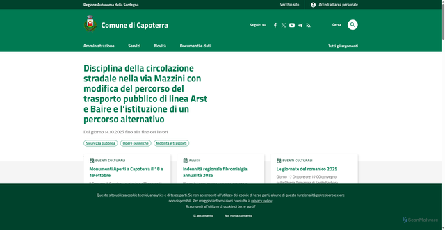 Security scan screenshot of https://www.comune.capoterra.ca.it/it/index.html