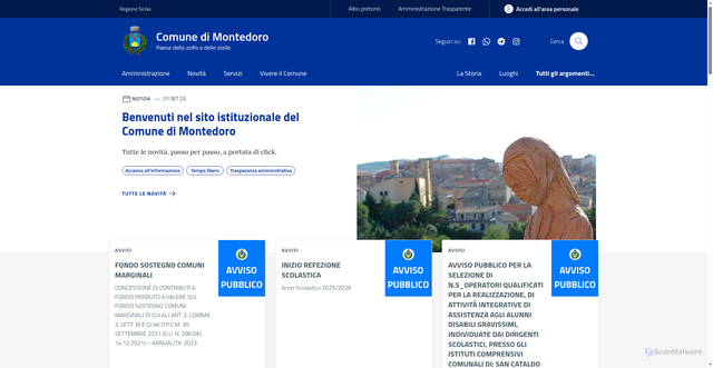 Security scan screenshot of https://www.comune.montedoro.cl.it/
