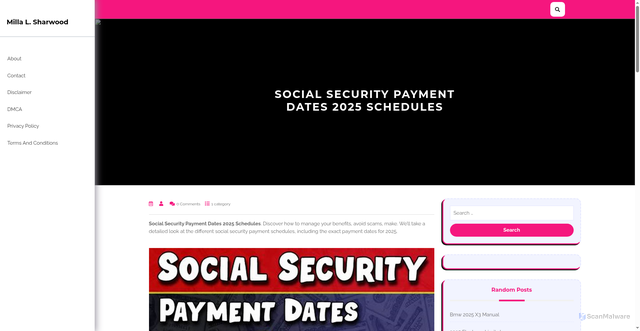 Security scan screenshot of https://millasharwoodl.pages.dev/agqaw-social-security-payment-dates-2025-schedules-jcrly/