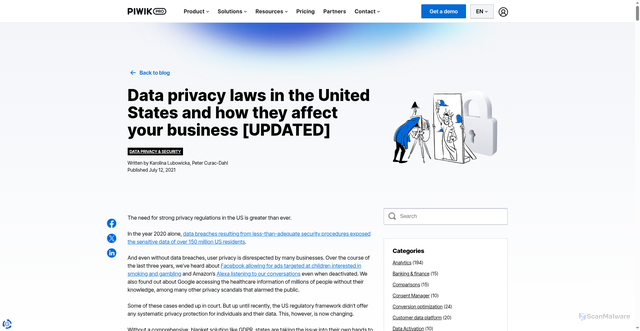 Security scan screenshot of https://piwik.pro/blog/data-privacy-laws-united-states/