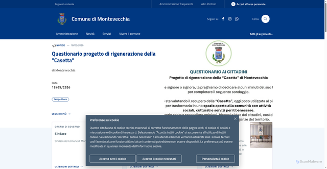 Security scan screenshot of https://www.comune.montevecchia.lc.it