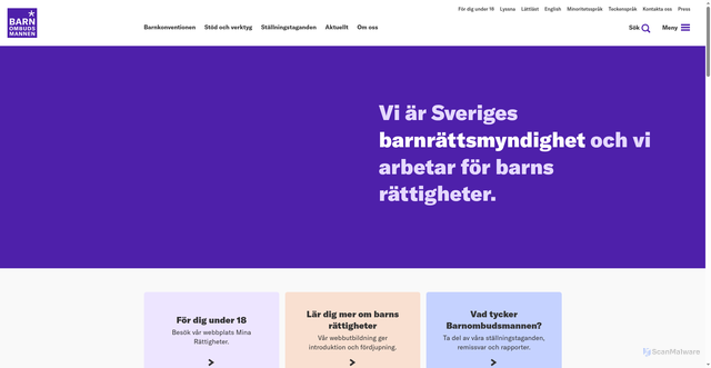 Security scan screenshot of https://www.barnombudsmannen.se