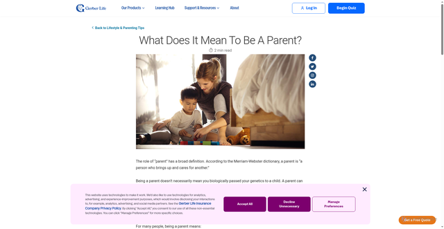 Security scan screenshot of https://www.gerberlife.com/learn/what-it-means-to-be-a-parent