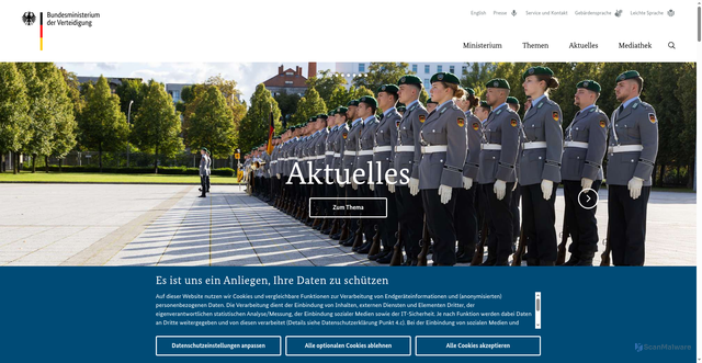 Security scan screenshot of http://www.bmvg.de