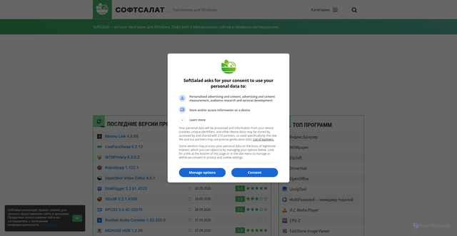 Security scan screenshot of https://www.softsalad.ru