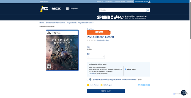Security scan screenshot of https://www.mynavyexchange.com/ps5-crimson-desert/19859756?srsltid=AfmBOoo10yS1KRJGzQKDKoVF4Ssr1SvWwabdtP0zvxfVpb1GN6deXhKg