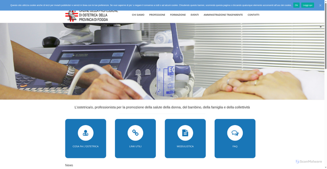 Security scan screenshot of https://www.ordineostetrichefoggia.it/