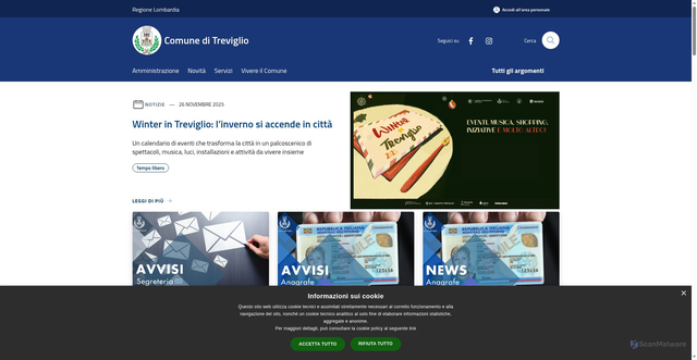 Security scan screenshot of https://www.comune.treviglio.bg.it/it