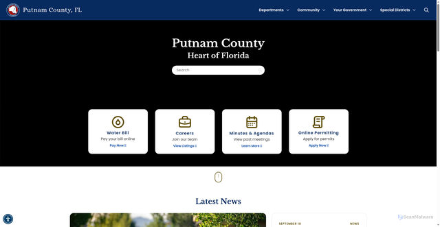 Security scan screenshot of https://www.putnam-fl.gov/