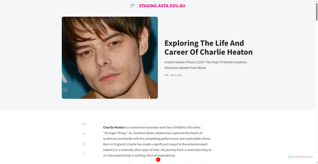 Security scan screenshot of https://staging.asta.edu.au/vira/charlie-heaton