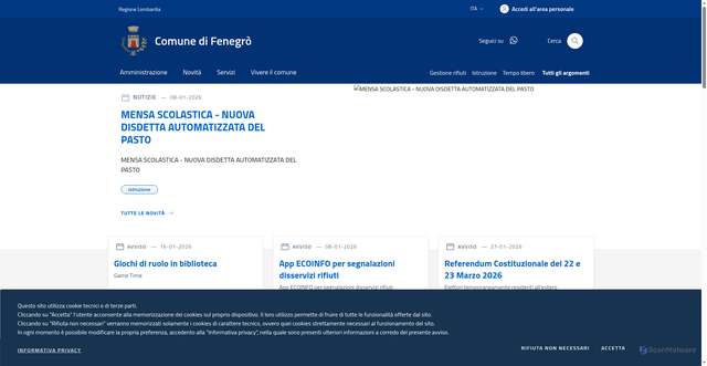 Security scan screenshot of https://www.comune.fenegro.co.it/