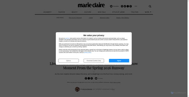 Security scan screenshot of https://www.marieclaire.com/fashion/live/chanel-paris-fashion-week-spring-2026-live-updates/