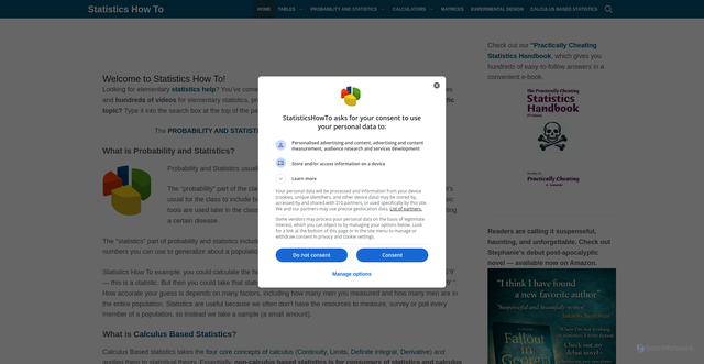 Security scan screenshot of https://statisticshowto.com