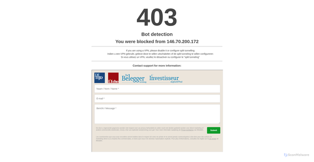 Security scan screenshot of https://www.tijd.be