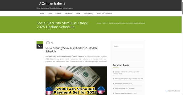 Security scan screenshot of https://azelmanisabella.pages.dev/vnsif-social-security-stimulus-check-2025-update-schedule-gmhuf/