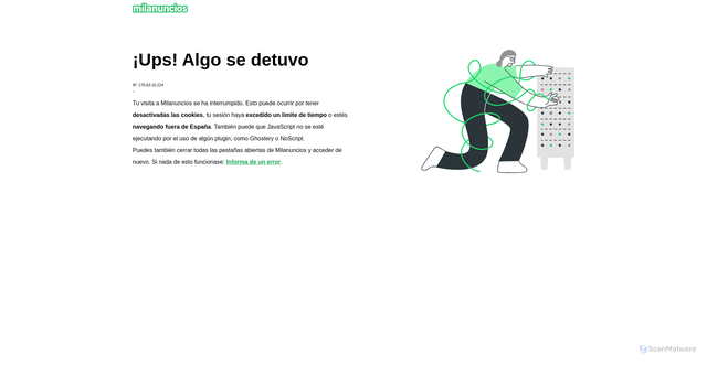 Security scan screenshot of https://www.milanuncios.com