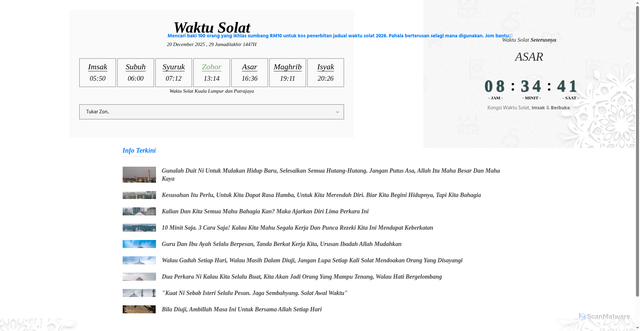 Security scan screenshot of https://www.waktusolat.my
