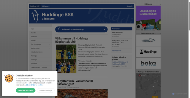 Security scan screenshot of https://huddingebsk.se