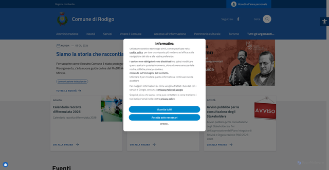 Security scan screenshot of https://www.comune.rodigo.mn.it/