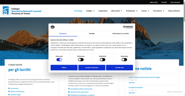 Security scan screenshot of https://www.collegio.geometri.tn.it