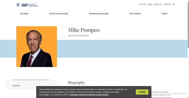 Security scan screenshot of https://igp.sipa.columbia.edu/distinguished-fellows/mike-pompeo