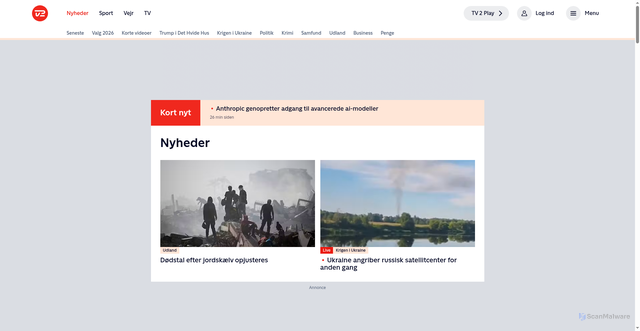 Security scan screenshot of https://nyheder.tv2.dk