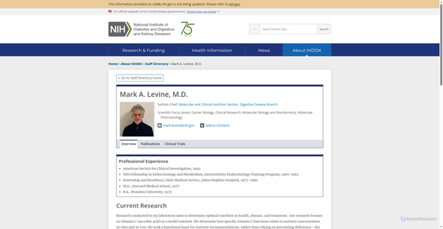 Security scan screenshot of https://www.niddk.nih.gov/about-niddk/staff-directory/biography/levine-mark