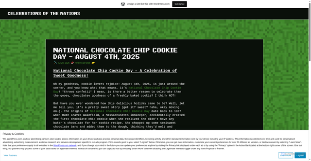 Security scan screenshot of https://celebrationsofthenations.wordpress.com/2025/07/28/national-chocolate-chip-cookie-day-august-4th-2025/