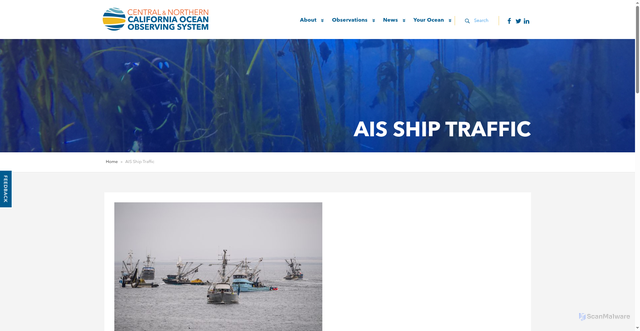 Security scan screenshot of https://www.cencoos.org/ship-traffic/