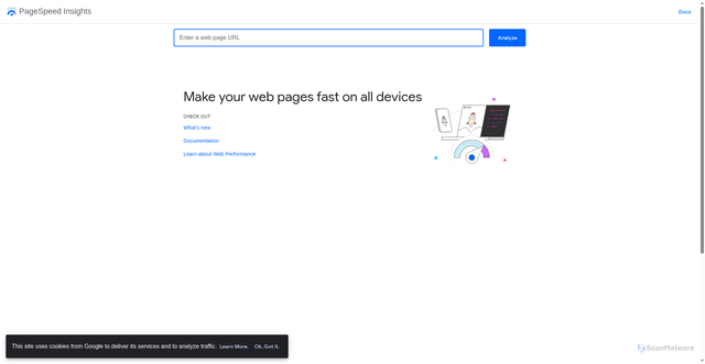Security scan screenshot of https://pagespeed.web.dev/