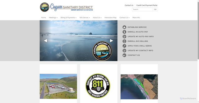Security scan screenshot of https://www.cayucossanitarydistrict.gov/