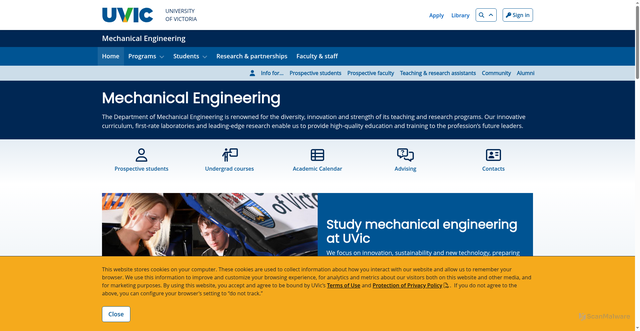 Security scan screenshot of https://www.me.uvic.ca